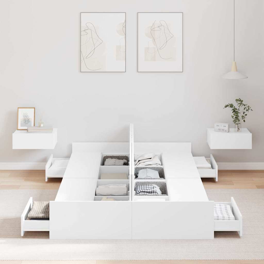 Opbergbedframe met hoofdeinde Wit 120 x 190 cm Bewerkt hout is nu te koop bij PeponiXL, paradijselijk wonen!