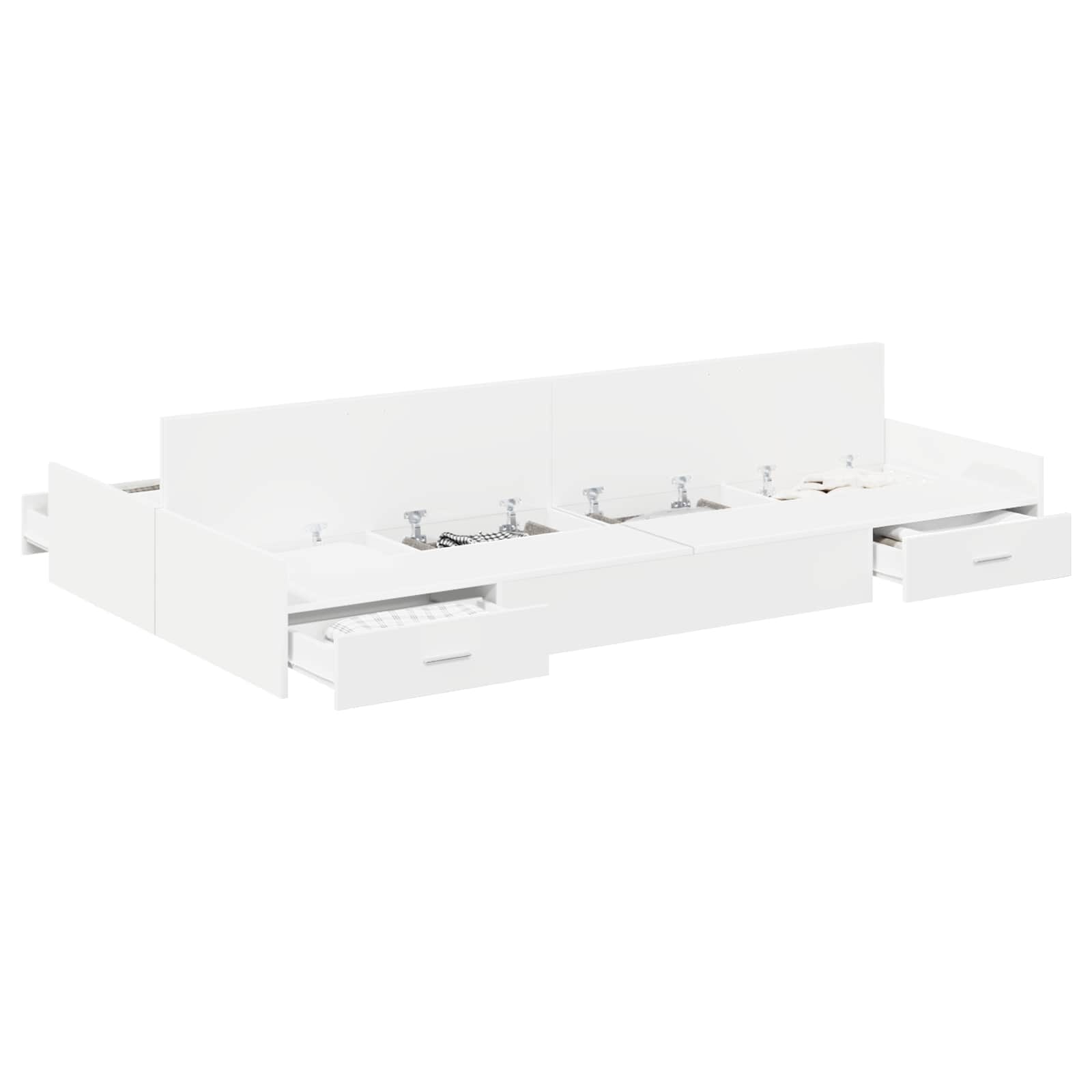 Opbergbedframe met hoofdeinde Wit 120 x 190 cm Bewerkt hout is nu te koop bij PeponiXL, paradijselijk wonen!