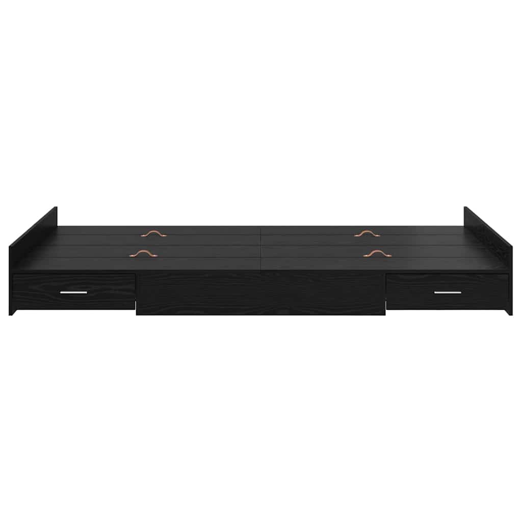 Opbergbedframe met lade Zwart Eiken 120 x 190 cm Bewerkt hout is nu te koop bij PeponiXL, paradijselijk wonen!