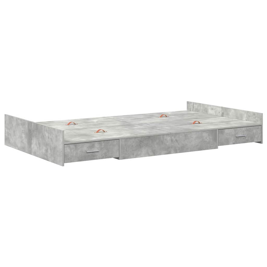 Opbergbedframe met lade Beton Grijs 120 x 190 cm Bewerkt hout is nu te koop bij PeponiXL, paradijselijk wonen!