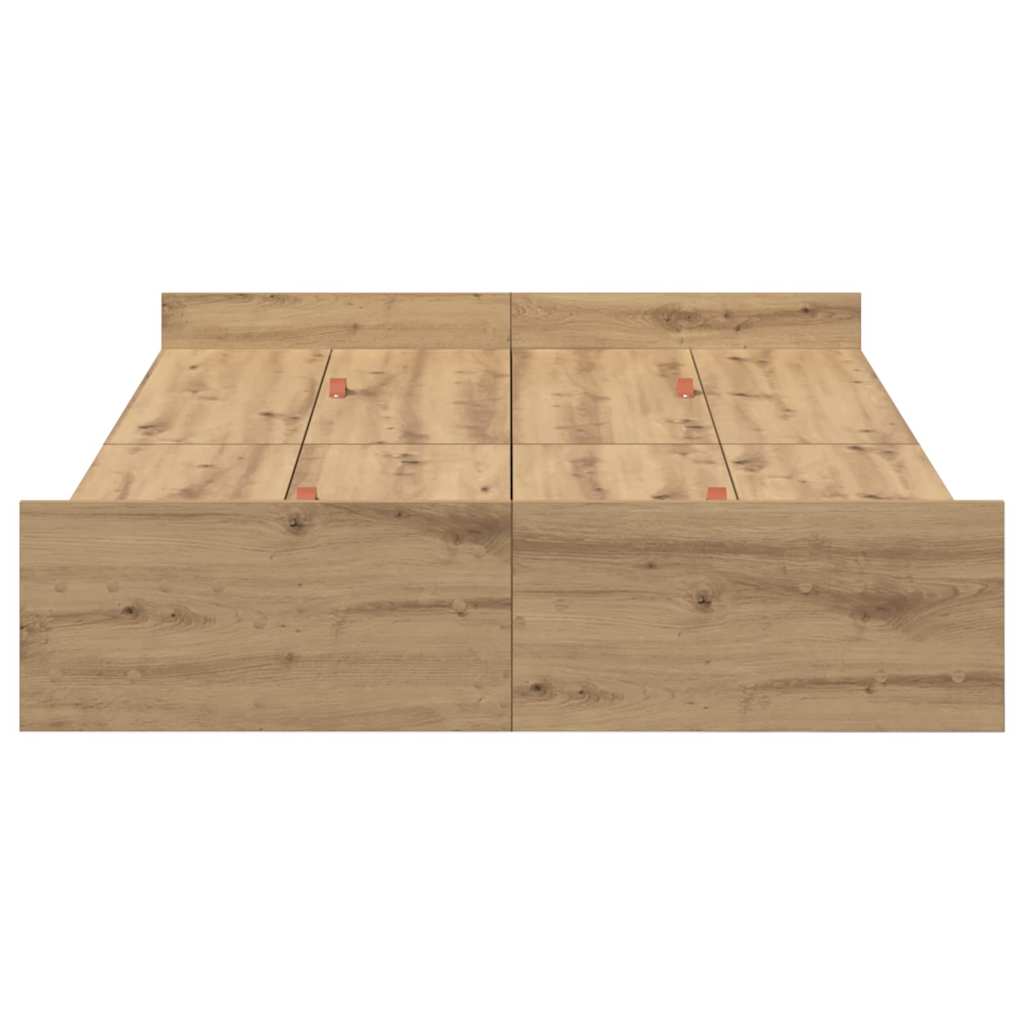 Opbergbedframe met lade Artisan Eiken 120 x 190 cm Bewerkt hout is nu te koop bij PeponiXL, paradijselijk wonen!