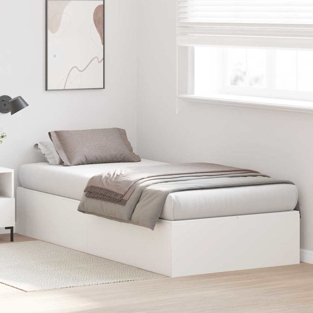 Opbergbedframe met opslag Wit 80 x 200 cm Bewerkt hout is nu te koop bij PeponiXL, paradijselijk wonen!