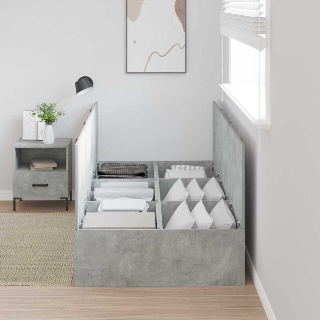 Opbergbedframe met opslag Beton Grijs 80 x 200 cm Bewerkt hout is nu te koop bij PeponiXL, paradijselijk wonen!