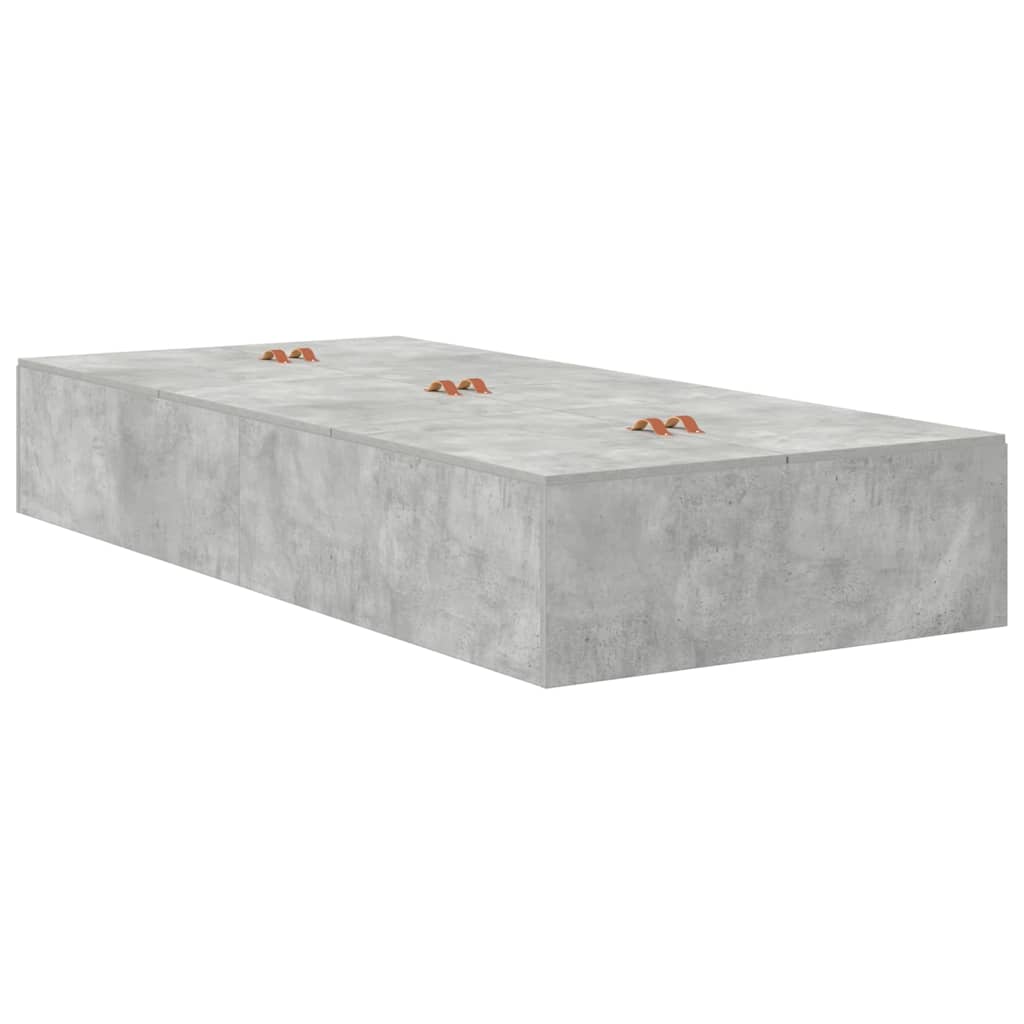 Opbergbedframe met opslag Beton Grijs 80 x 200 cm Bewerkt hout is nu te koop bij PeponiXL, paradijselijk wonen!