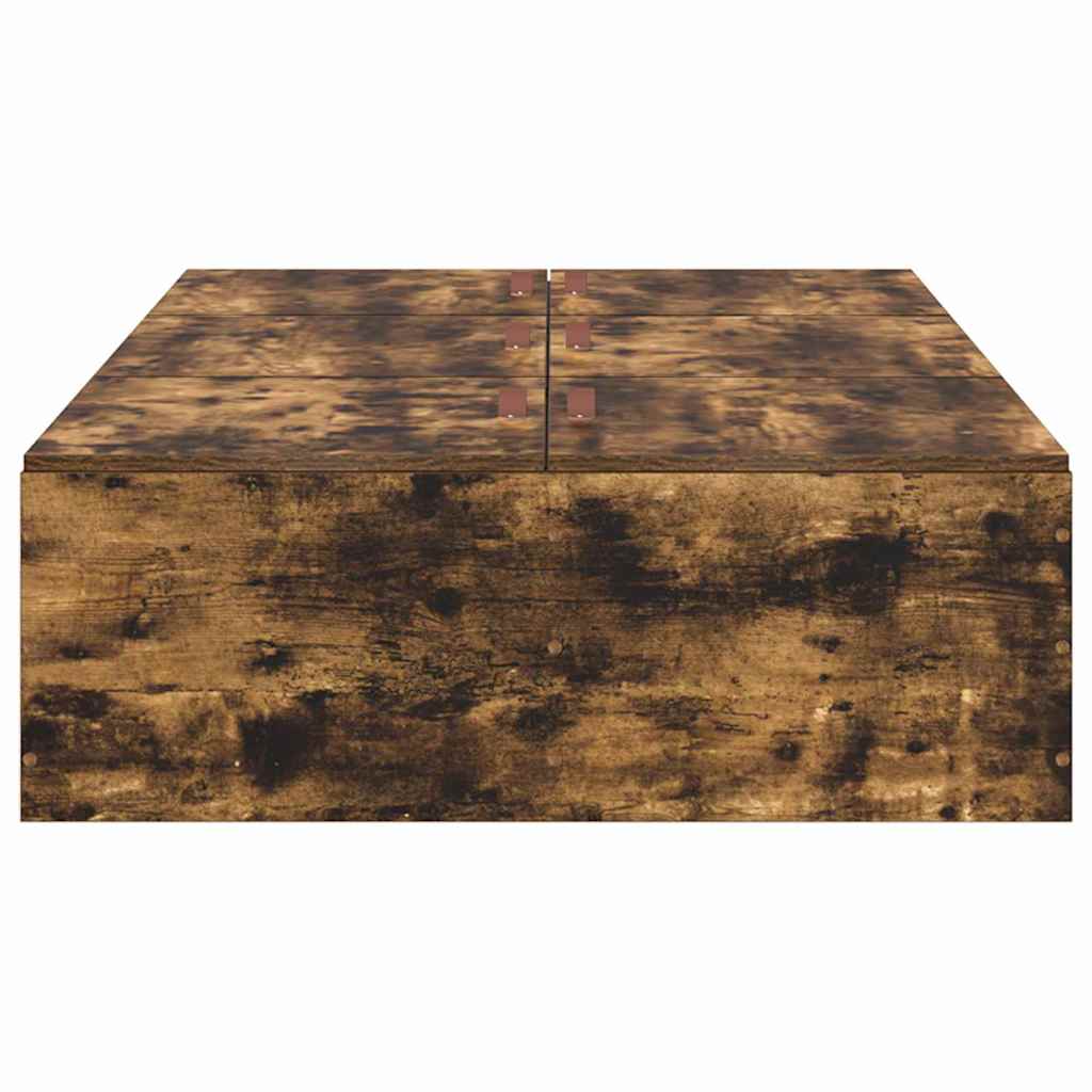 Opbergbedframe Gerookt eiken 80 x 200 cm Bewerkt hout is nu te koop bij PeponiXL, paradijselijk wonen!