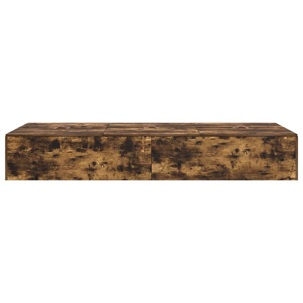 Opbergbedframe Gerookt eiken 80 x 200 cm Bewerkt hout is nu te koop bij PeponiXL, paradijselijk wonen!