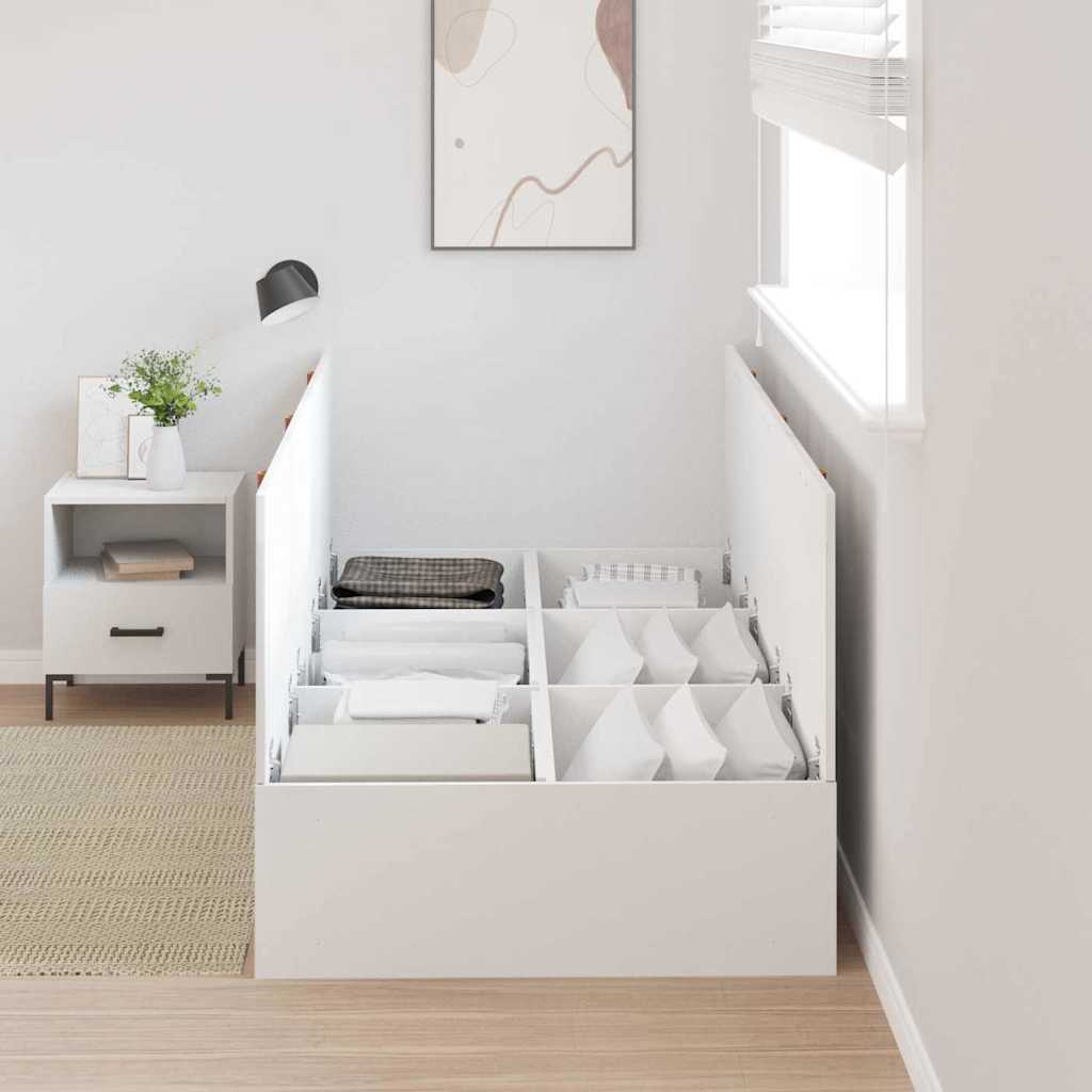 Opbergbedframe met opslag Wit 90 x 200 cm Bewerkt hout is nu te koop bij PeponiXL, paradijselijk wonen!
