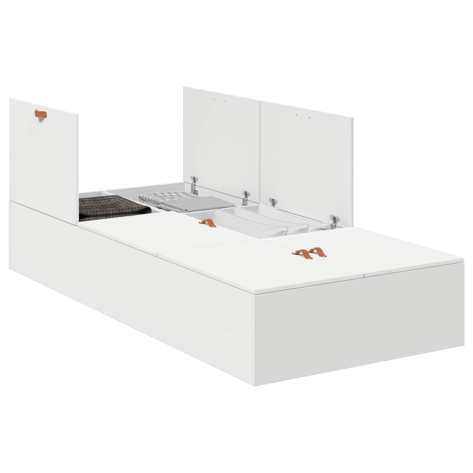 Opbergbedframe met opslag Wit 90 x 200 cm Bewerkt hout is nu te koop bij PeponiXL, paradijselijk wonen!