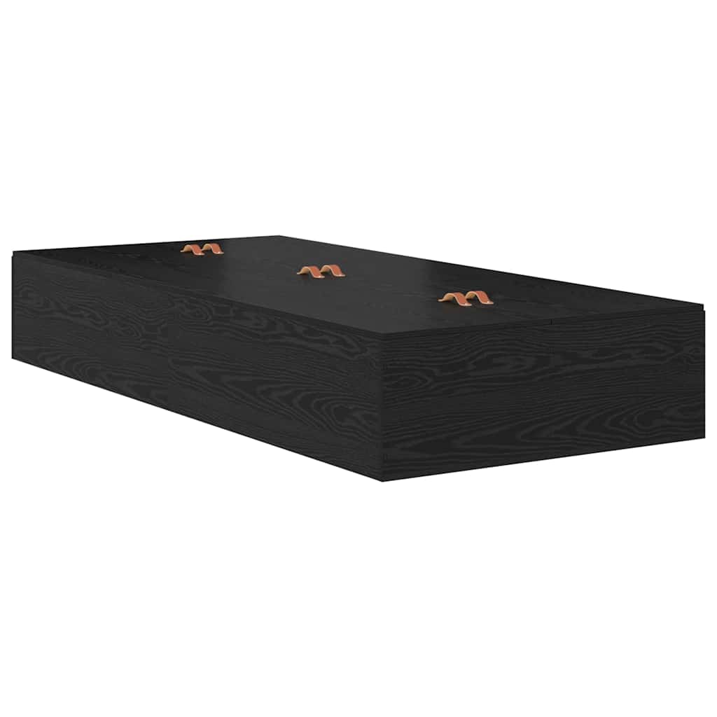 Opbergbedframe met opslag Zwart Eiken 90 x 200 cm Bewerkt hout is nu te koop bij PeponiXL, paradijselijk wonen!