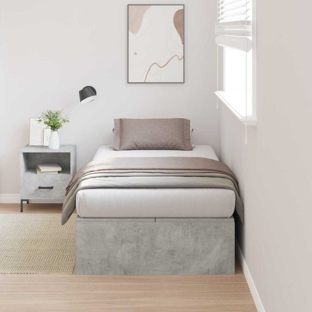 Opbergbedframe met opslag Beton Grijs 90 x 200 cm Bewerkt hout is nu te koop bij PeponiXL, paradijselijk wonen!