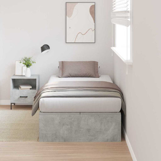 Opbergbedframe met opslag Beton Grijs 90 x 200 cm Bewerkt hout is nu te koop bij PeponiXL, paradijselijk wonen!