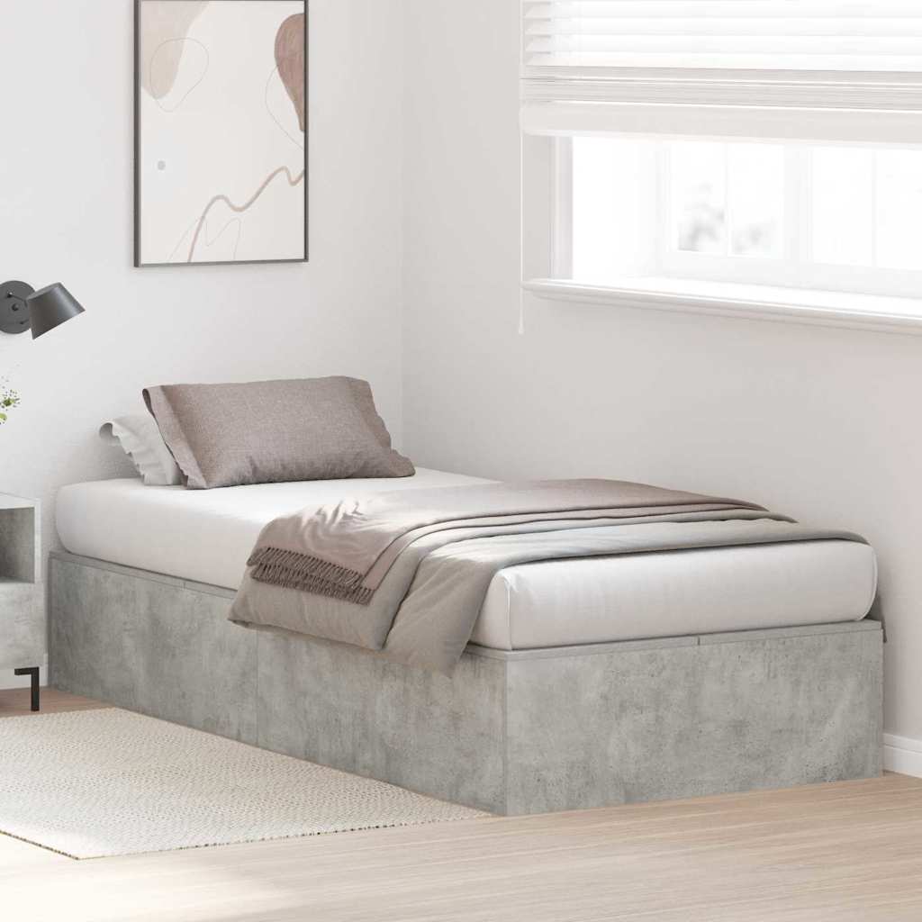 Opbergbedframe met opslag Beton Grijs 90 x 200 cm Bewerkt hout is nu te koop bij PeponiXL, paradijselijk wonen!