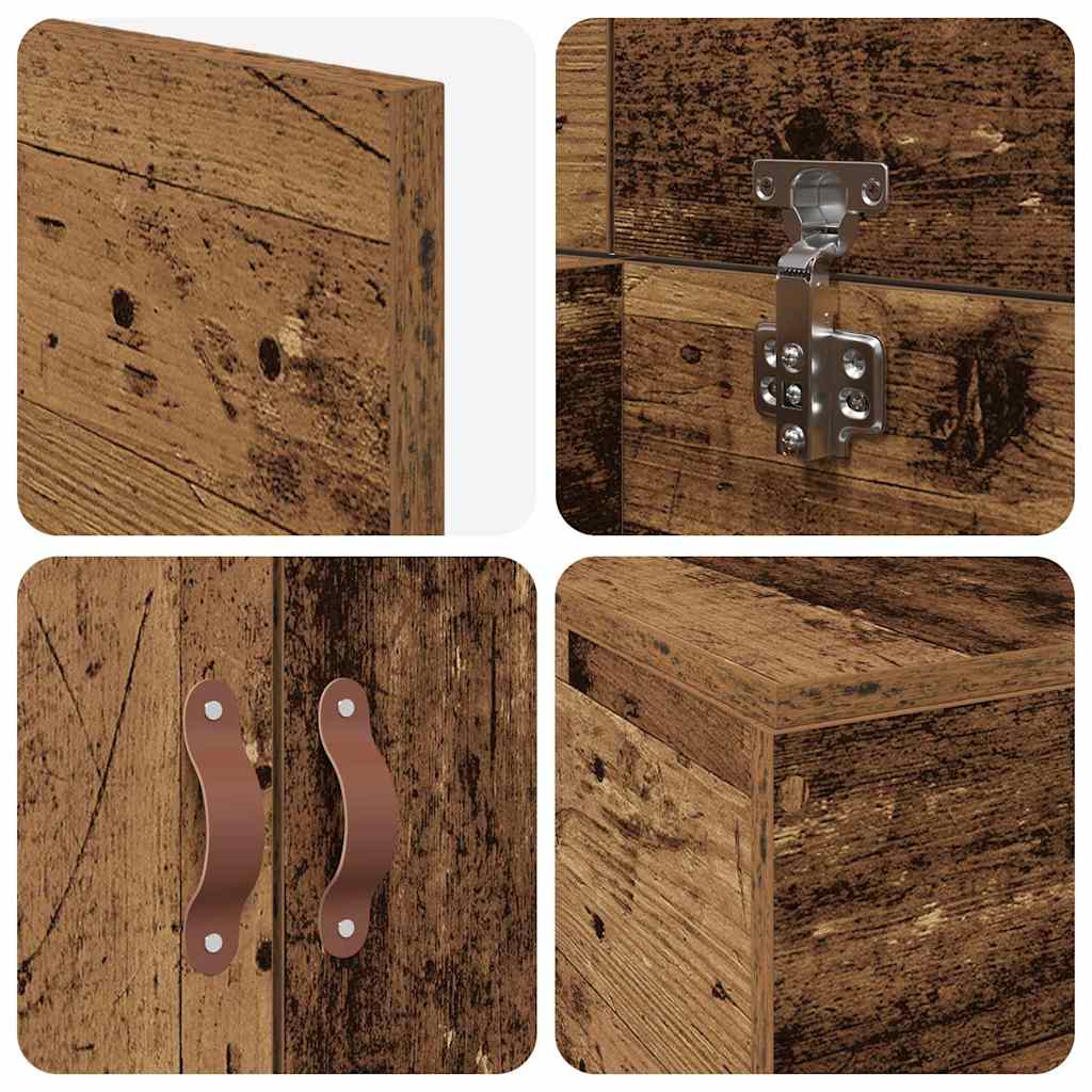 Opbergbedframe met opslag Oud Hout 90 x 200 cm Bewerkt hout is nu te koop bij PeponiXL, paradijselijk wonen!