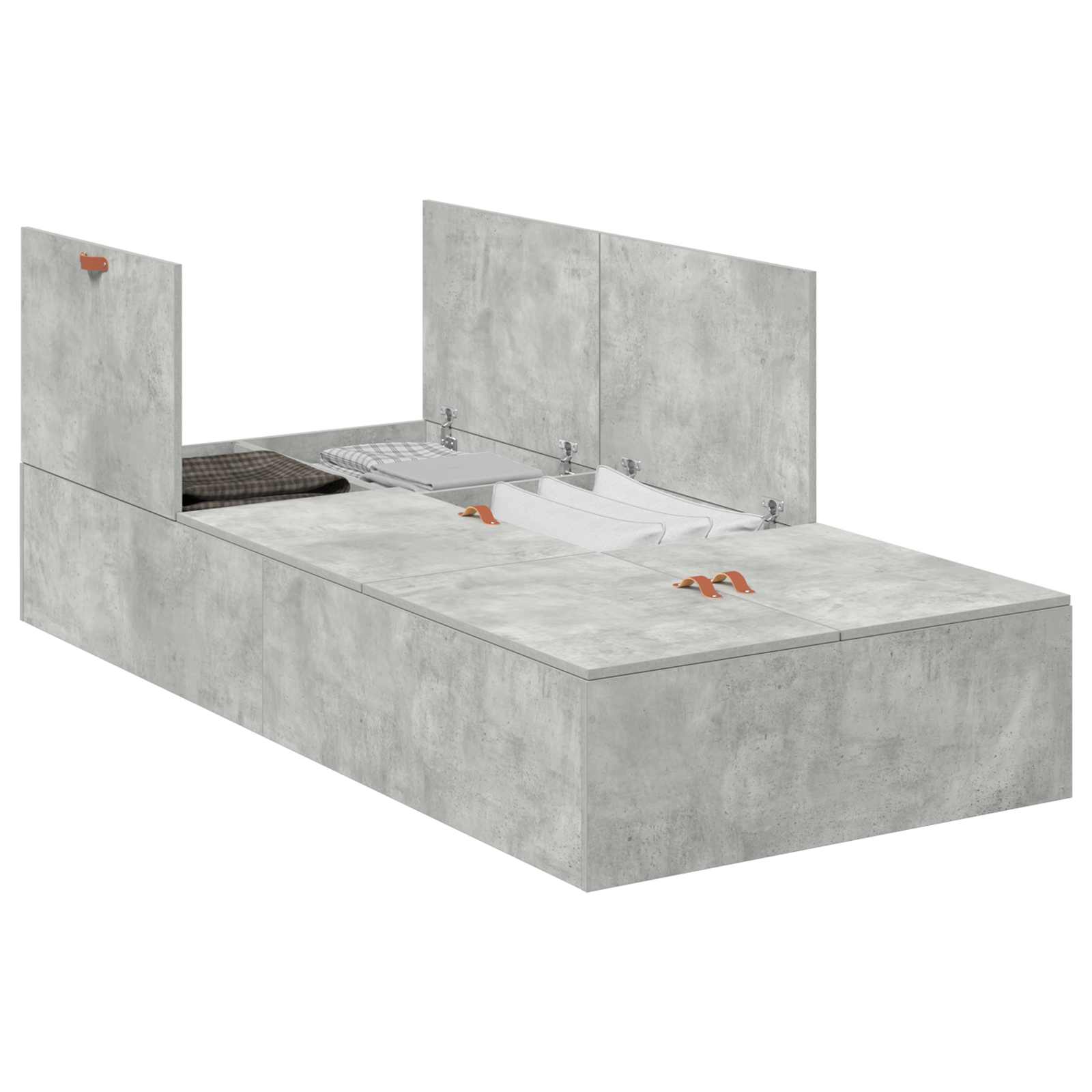 Opbergbedframe met opslag Beton Grijs 100 x 200 cm Bewerkt hout is nu te koop bij PeponiXL, paradijselijk wonen!