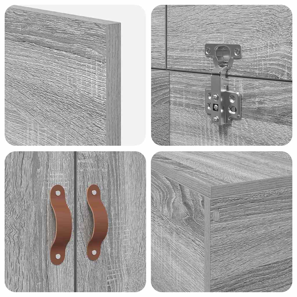 Opbergbedframe Grijs Sonoma 100 x 200 cm Bewerkt hout is nu te koop bij PeponiXL, paradijselijk wonen!