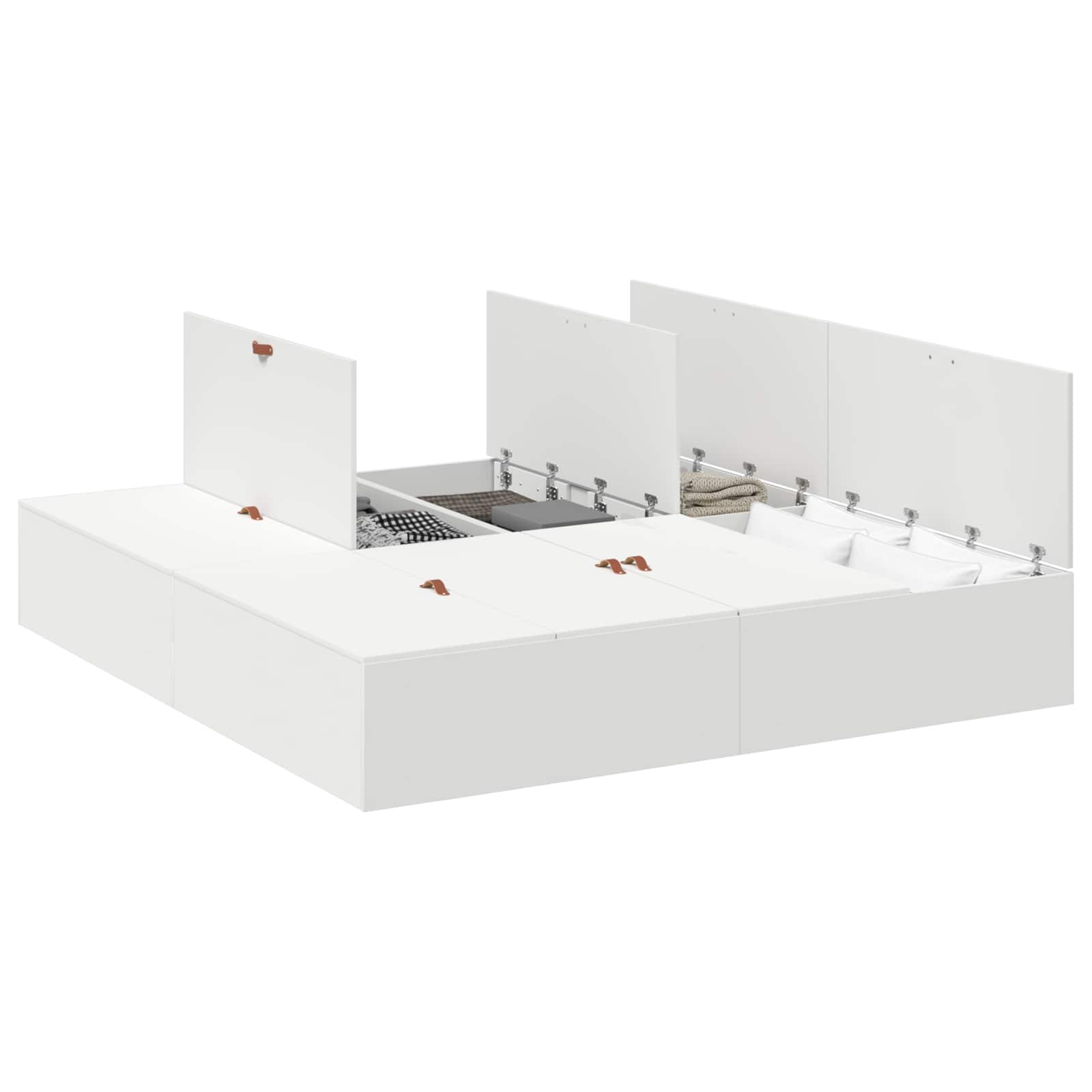 Opbergbedframe met opslag Wit 200 x 200 cm Bewerkt hout is nu te koop bij PeponiXL, paradijselijk wonen!