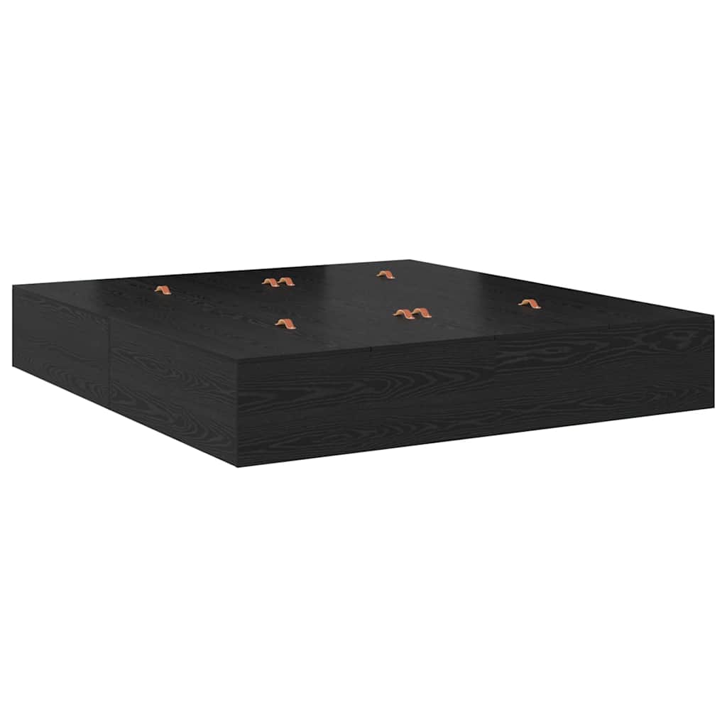 Opbergbedframe met opslag Zwart Eiken 200 x 200 cm Bewerkt hout is nu te koop bij PeponiXL, paradijselijk wonen!