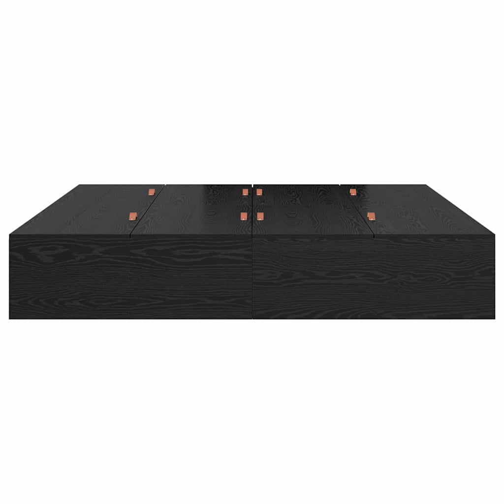 Opbergbedframe met opslag Zwart Eiken 200 x 200 cm Bewerkt hout is nu te koop bij PeponiXL, paradijselijk wonen!