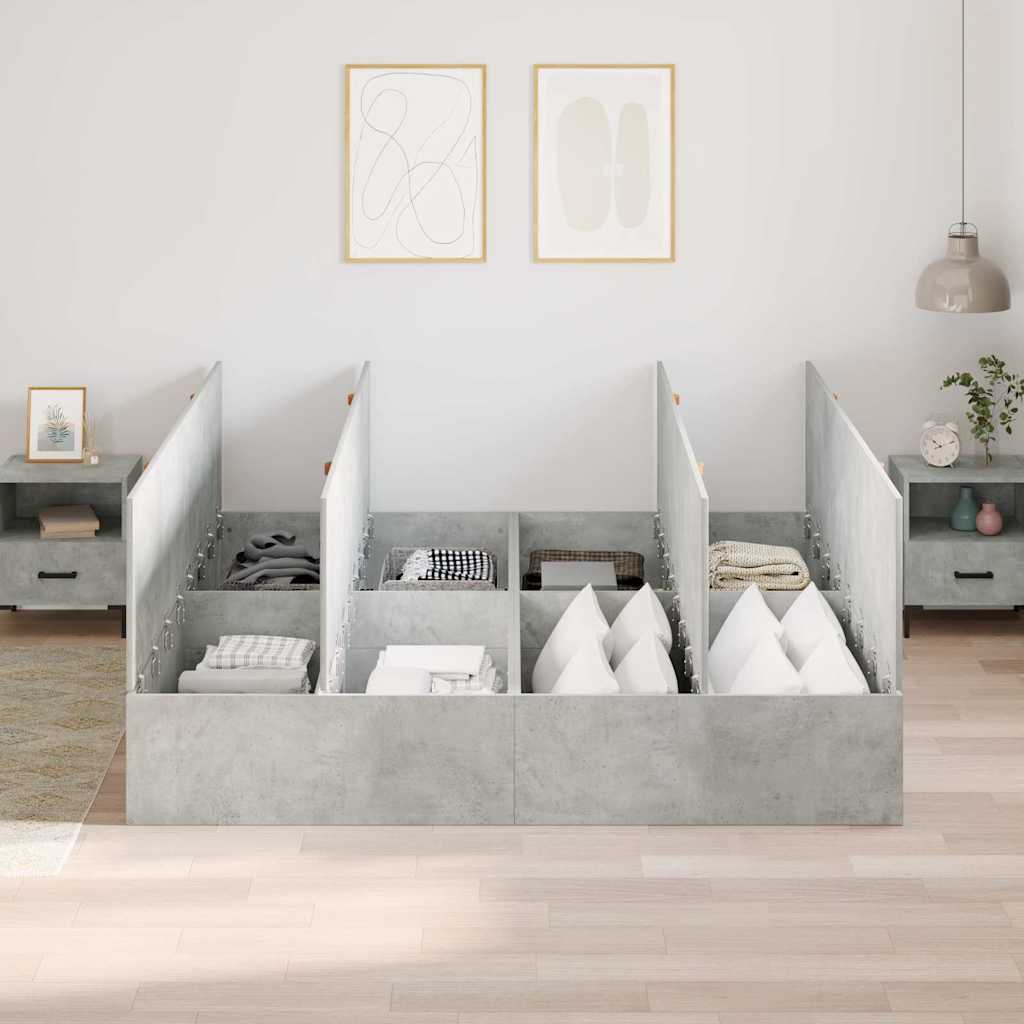 Opbergbedframe met opslag Beton Grijs 200 x 200 cm Bewerkt hout is nu te koop bij PeponiXL, paradijselijk wonen!