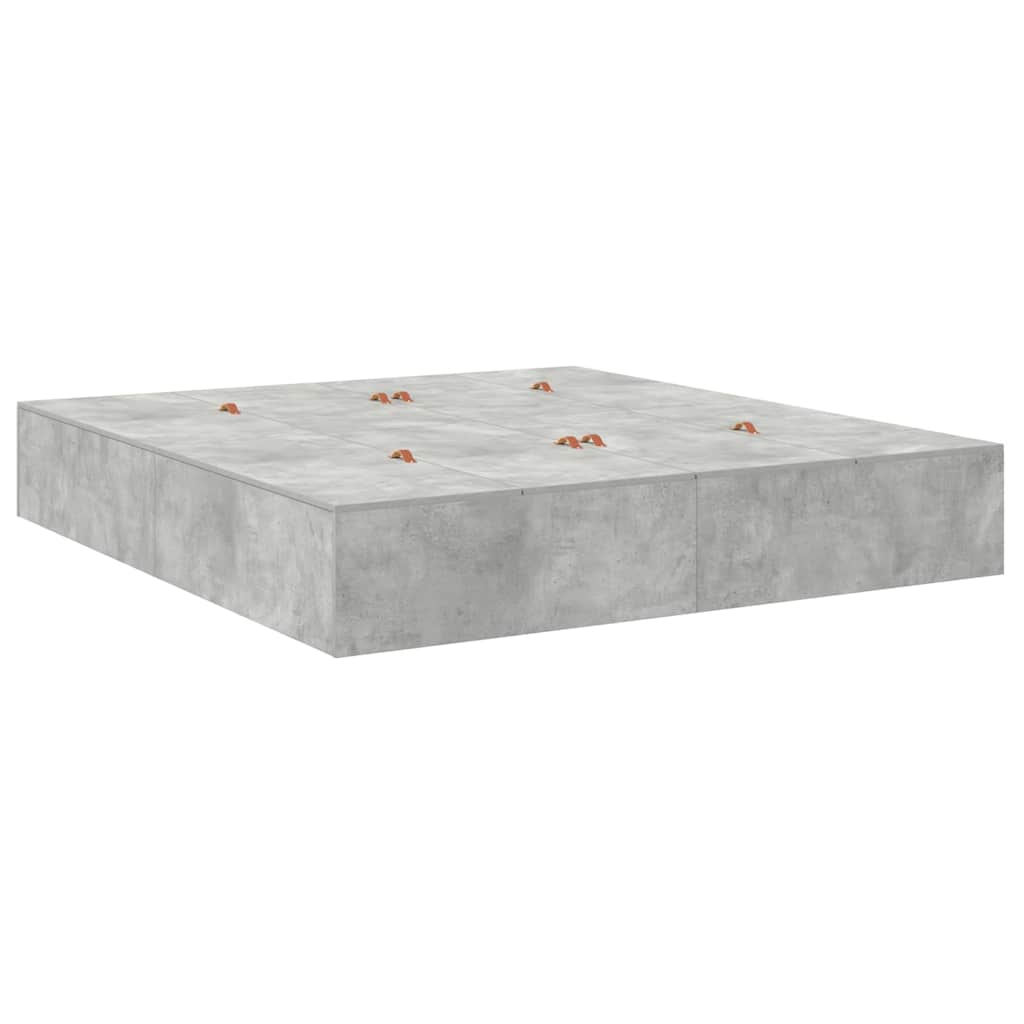 Opbergbedframe met opslag Beton Grijs 200 x 200 cm Bewerkt hout is nu te koop bij PeponiXL, paradijselijk wonen!