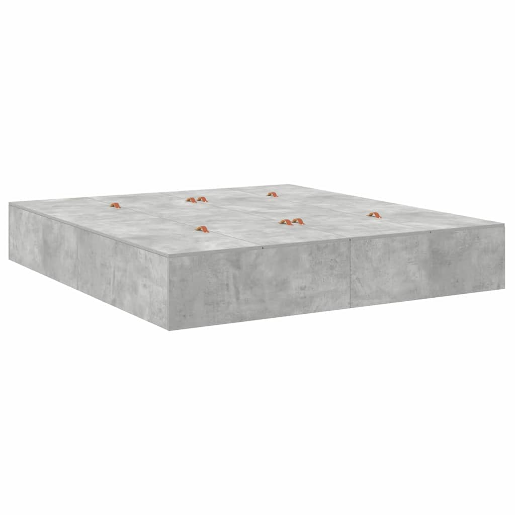 Opbergbedframe met opslag Beton Grijs 200 x 200 cm Bewerkt hout is nu te koop bij PeponiXL, paradijselijk wonen!