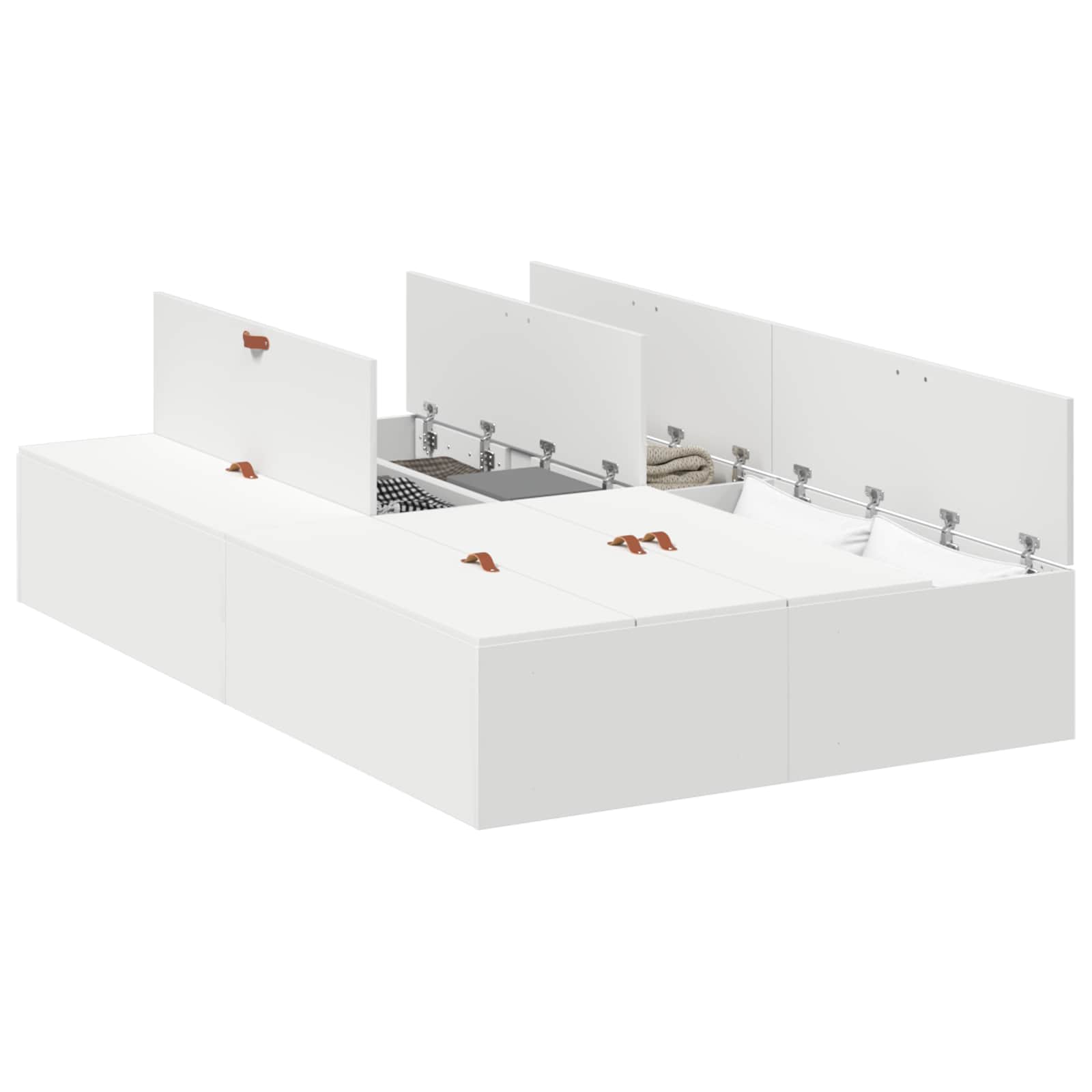 Opbergbedframe met opslag Wit 120 x 200 cm Bewerkt hout is nu te koop bij PeponiXL, paradijselijk wonen!