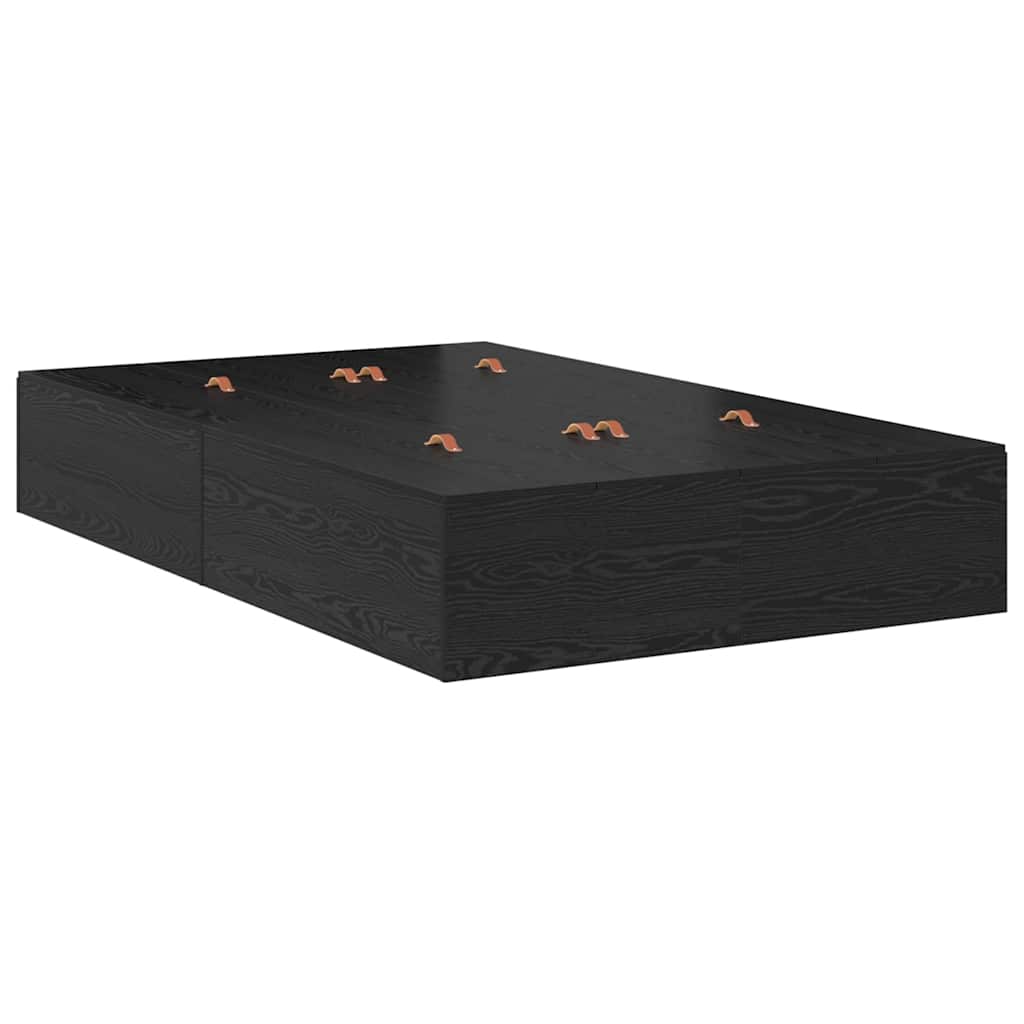 Opbergbedframe met opslag Zwart Eiken 120 x 200 cm Bewerkt hout is nu te koop bij PeponiXL, paradijselijk wonen!