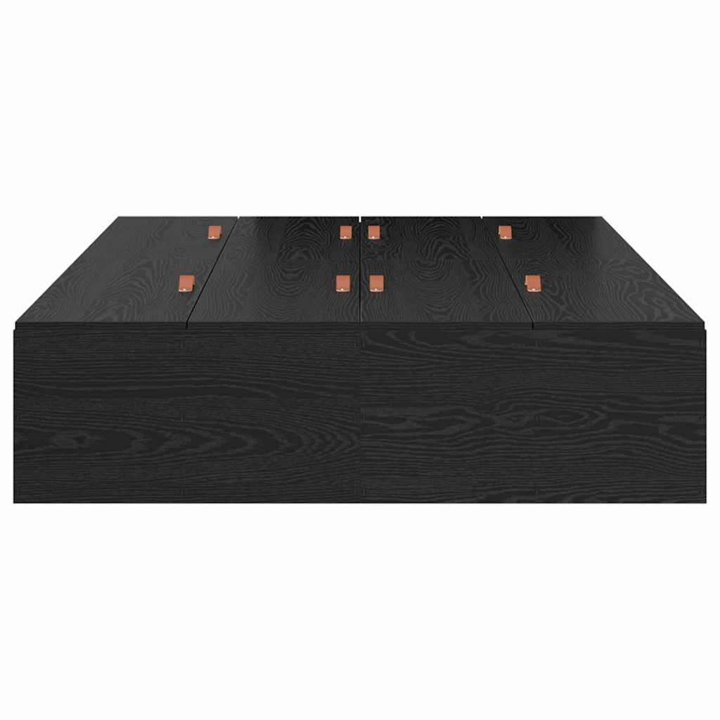 Opbergbedframe met opslag Zwart Eiken 120 x 200 cm Bewerkt hout is nu te koop bij PeponiXL, paradijselijk wonen!