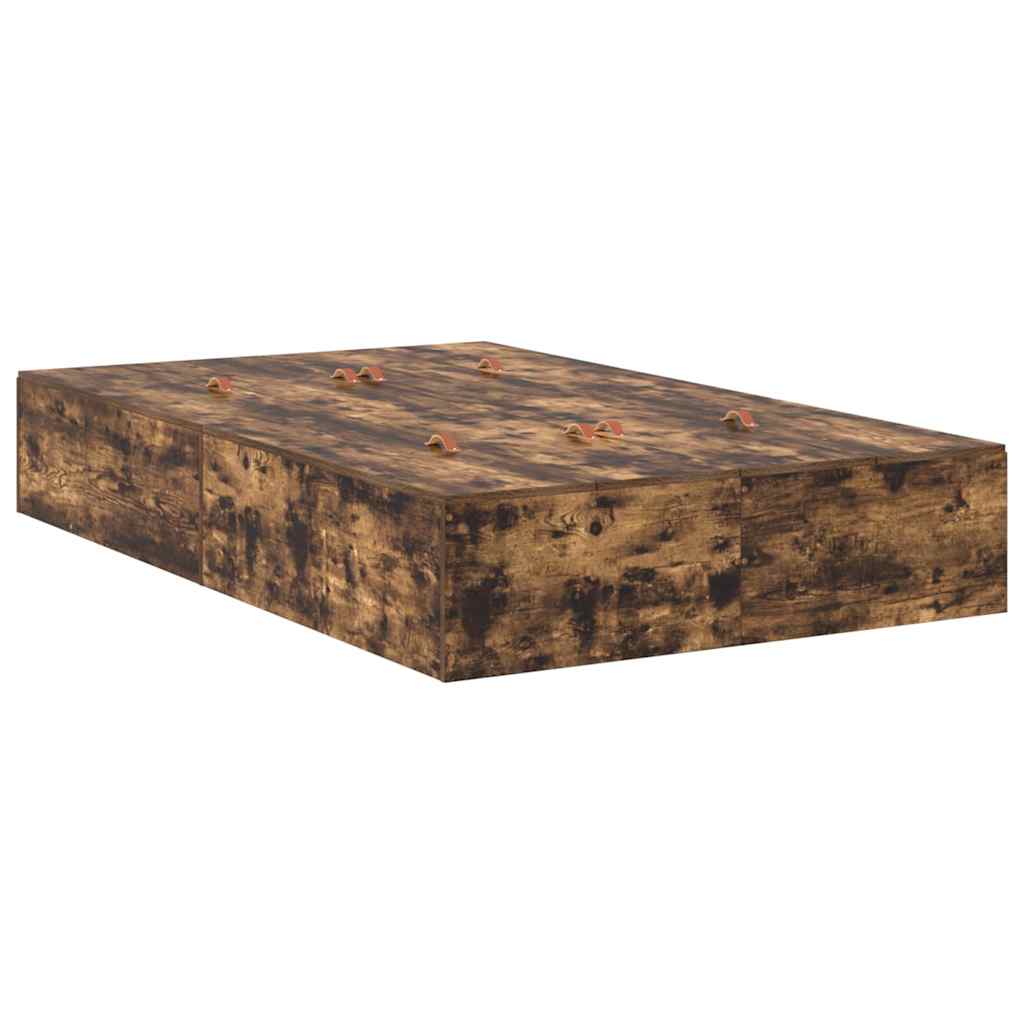 Opbergbedframe Gerookt eiken 120 x 200 cm Bewerkt hout is nu te koop bij PeponiXL, paradijselijk wonen!