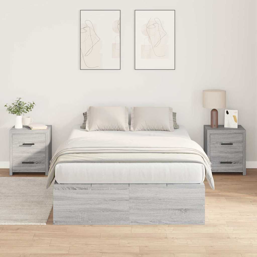 Opbergbedframe Grijs Sonoma 120 x 200 cm Bewerkt hout is nu te koop bij PeponiXL, paradijselijk wonen!