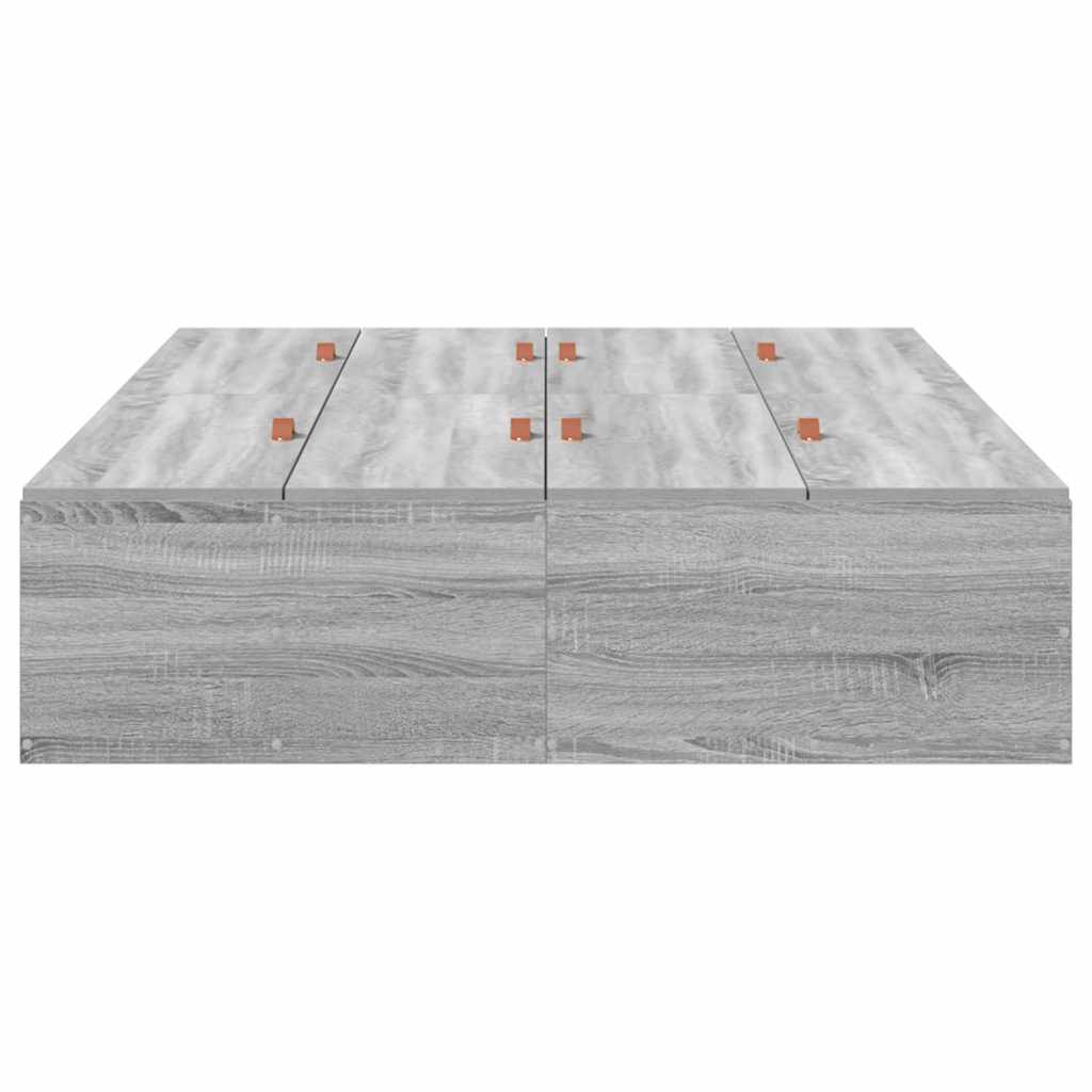 Opbergbedframe Grijs Sonoma 120 x 200 cm Bewerkt hout is nu te koop bij PeponiXL, paradijselijk wonen!