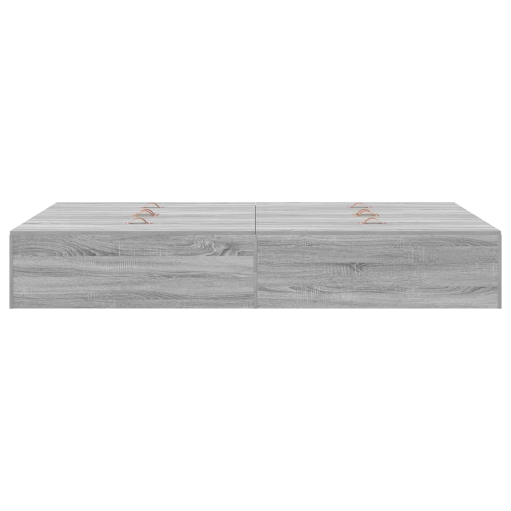 Opbergbedframe Grijs Sonoma 120 x 200 cm Bewerkt hout is nu te koop bij PeponiXL, paradijselijk wonen!