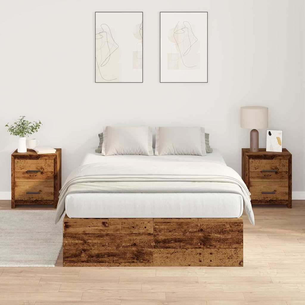 Opbergbedframe met opslag Oud Hout 120 x 200 cm Bewerkt hout is nu te koop bij PeponiXL, paradijselijk wonen!