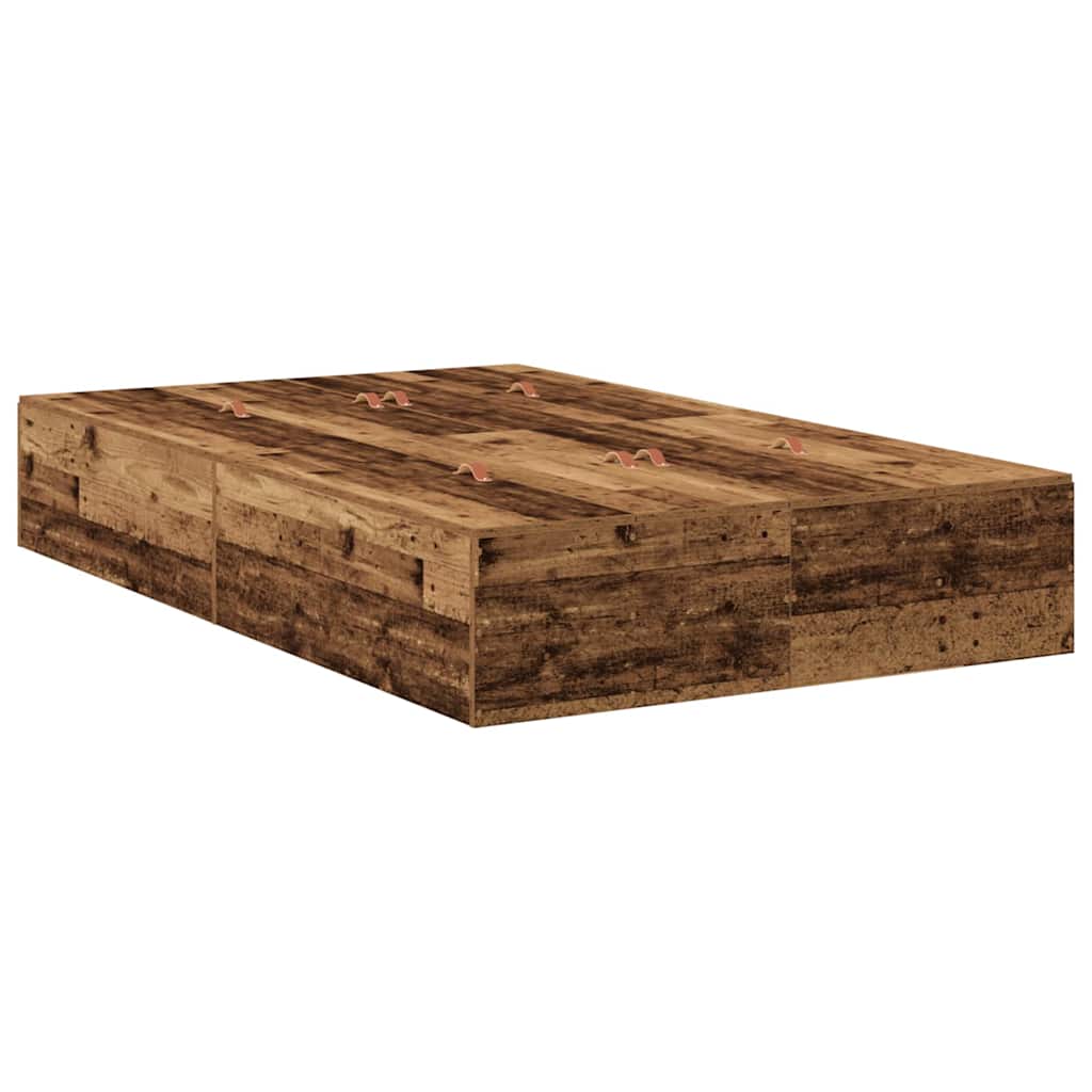 Opbergbedframe met opslag Oud Hout 120 x 200 cm Bewerkt hout is nu te koop bij PeponiXL, paradijselijk wonen!