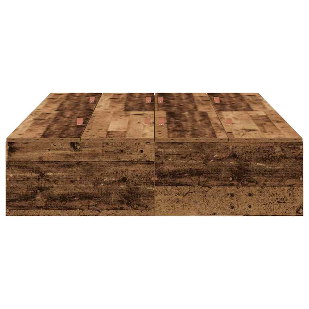 Opbergbedframe met opslag Oud Hout 120 x 200 cm Bewerkt hout is nu te koop bij PeponiXL, paradijselijk wonen!