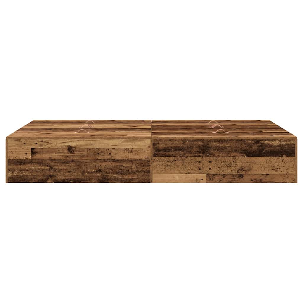 Opbergbedframe met opslag Oud Hout 120 x 200 cm Bewerkt hout is nu te koop bij PeponiXL, paradijselijk wonen!