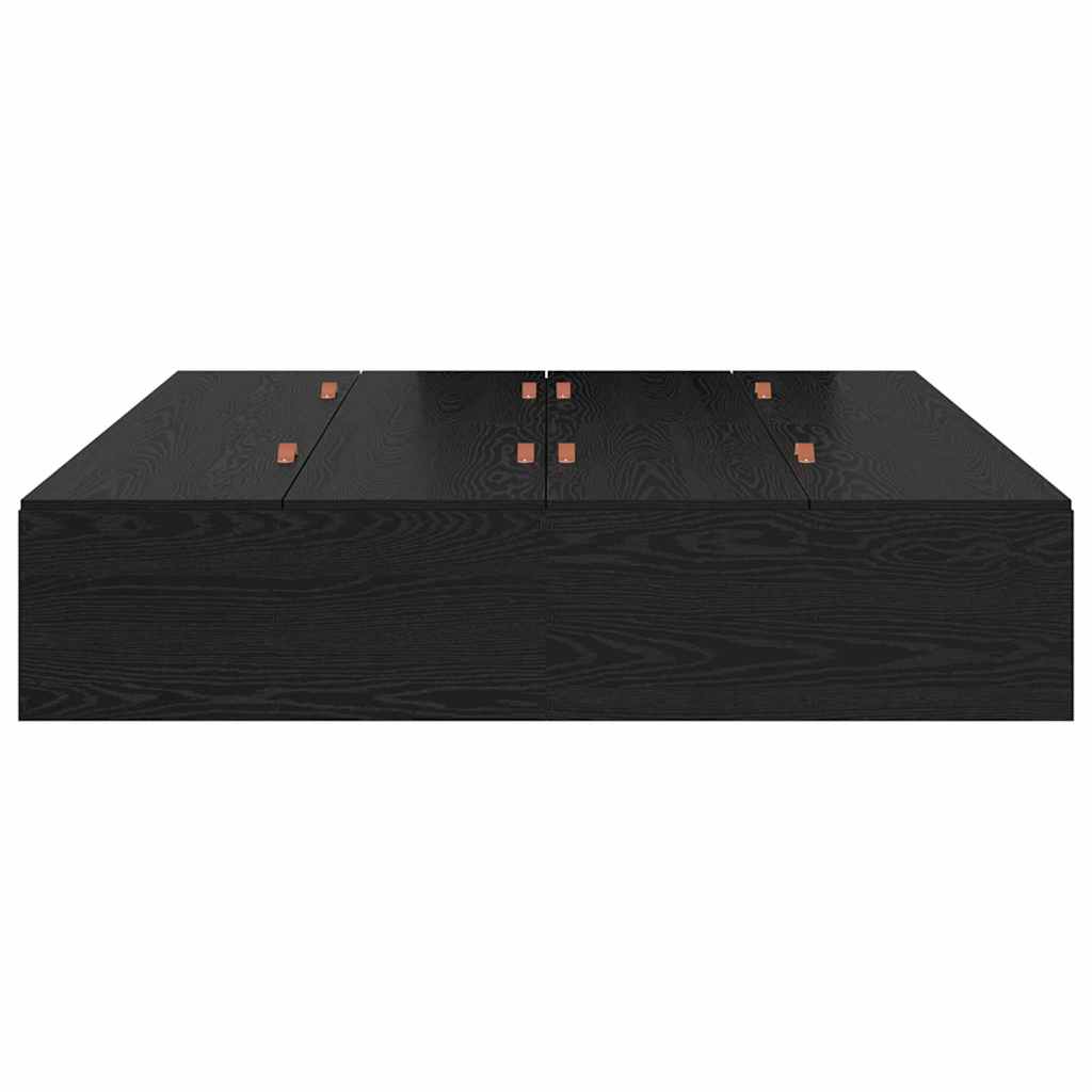 Opbergbedframe met opslag Zwart Eiken 140 x 200 cm Bewerkt hout is nu te koop bij PeponiXL, paradijselijk wonen!