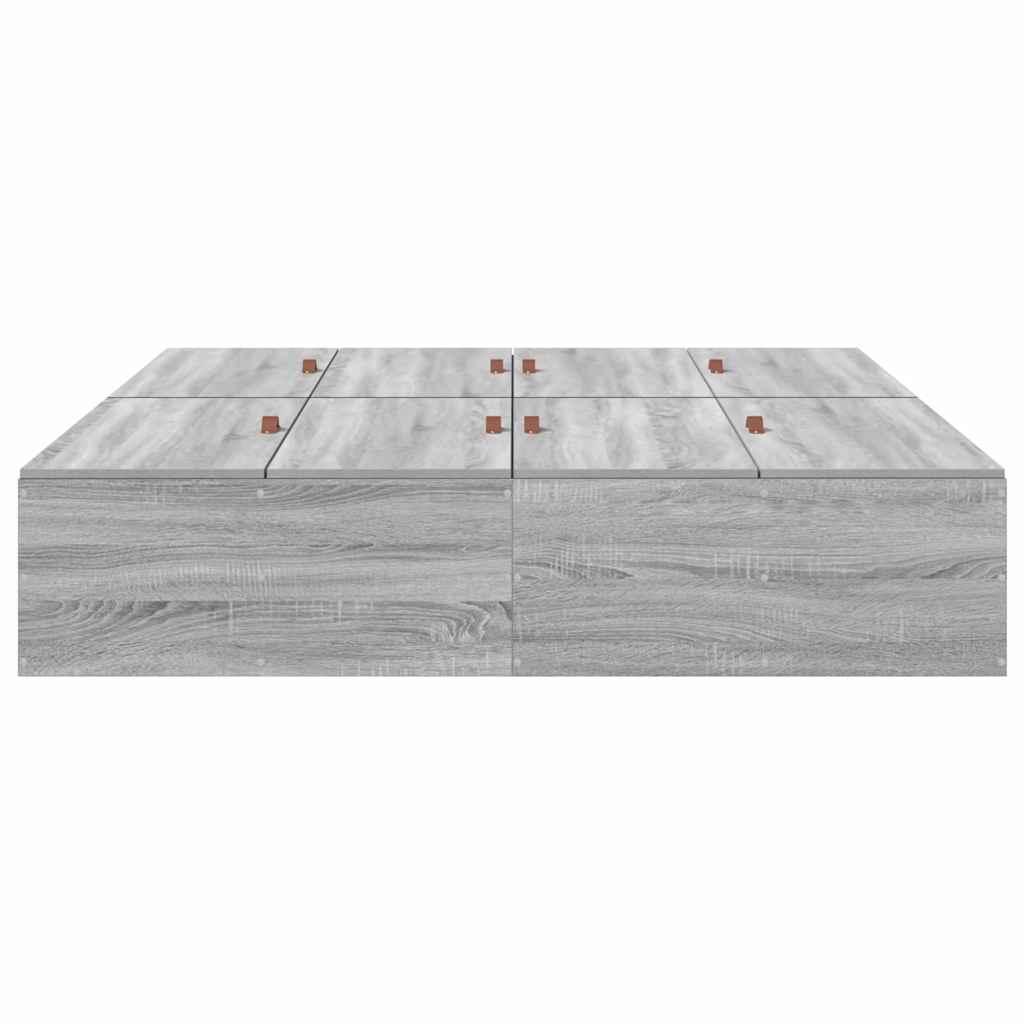 Opbergbedframe Grijs Sonoma 140 x 200 cm Bewerkt hout is nu te koop bij PeponiXL, paradijselijk wonen!