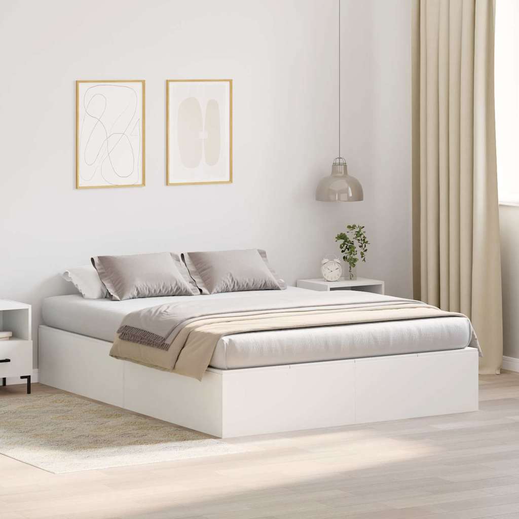 Opbergbedframe met opslag Wit 150 x 200 cm Bewerkt hout is nu te koop bij PeponiXL, paradijselijk wonen!