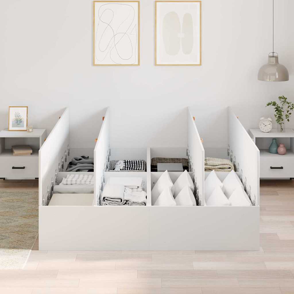 Opbergbedframe met opslag Wit 150 x 200 cm Bewerkt hout is nu te koop bij PeponiXL, paradijselijk wonen!
