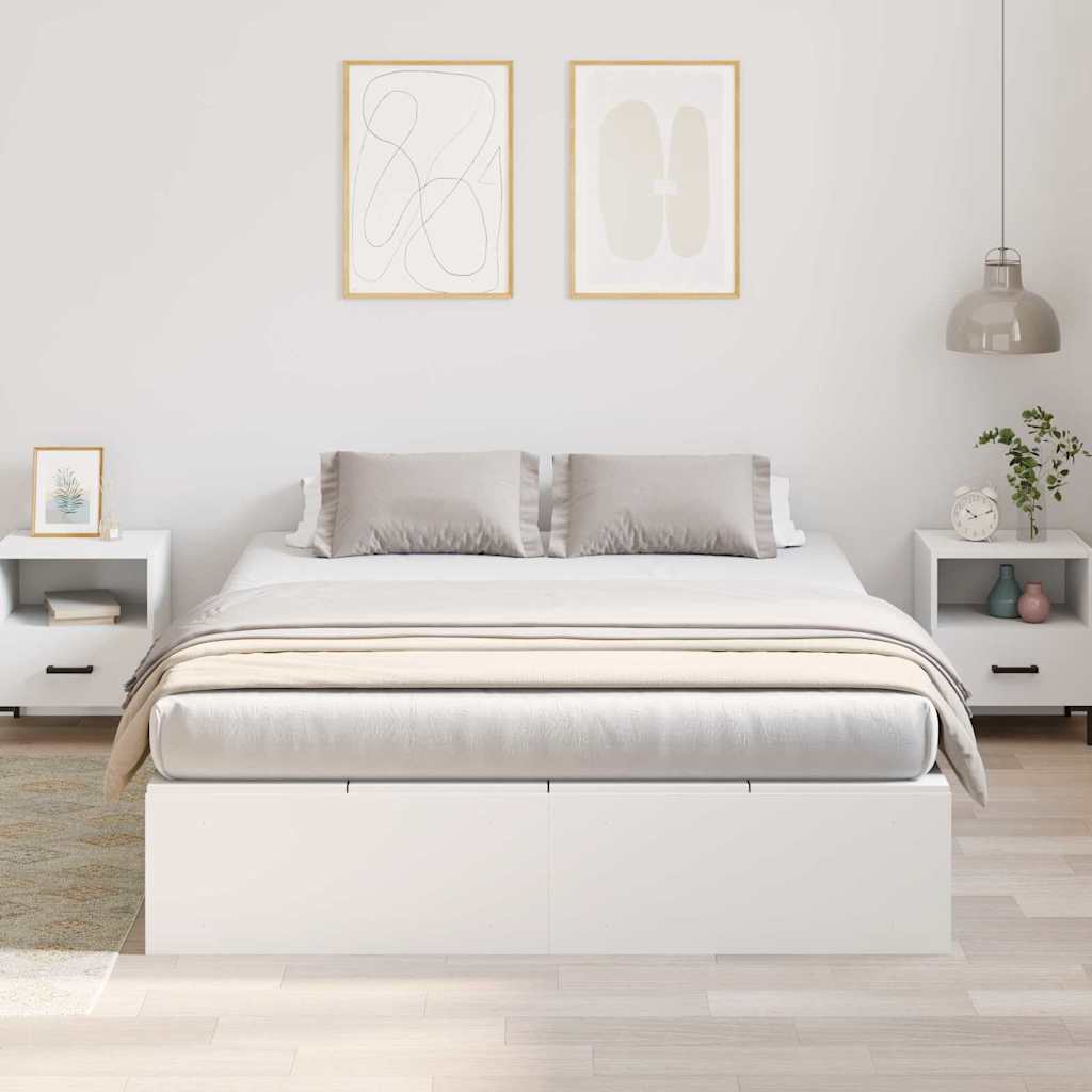Opbergbedframe met opslag Wit 150 x 200 cm Bewerkt hout is nu te koop bij PeponiXL, paradijselijk wonen!