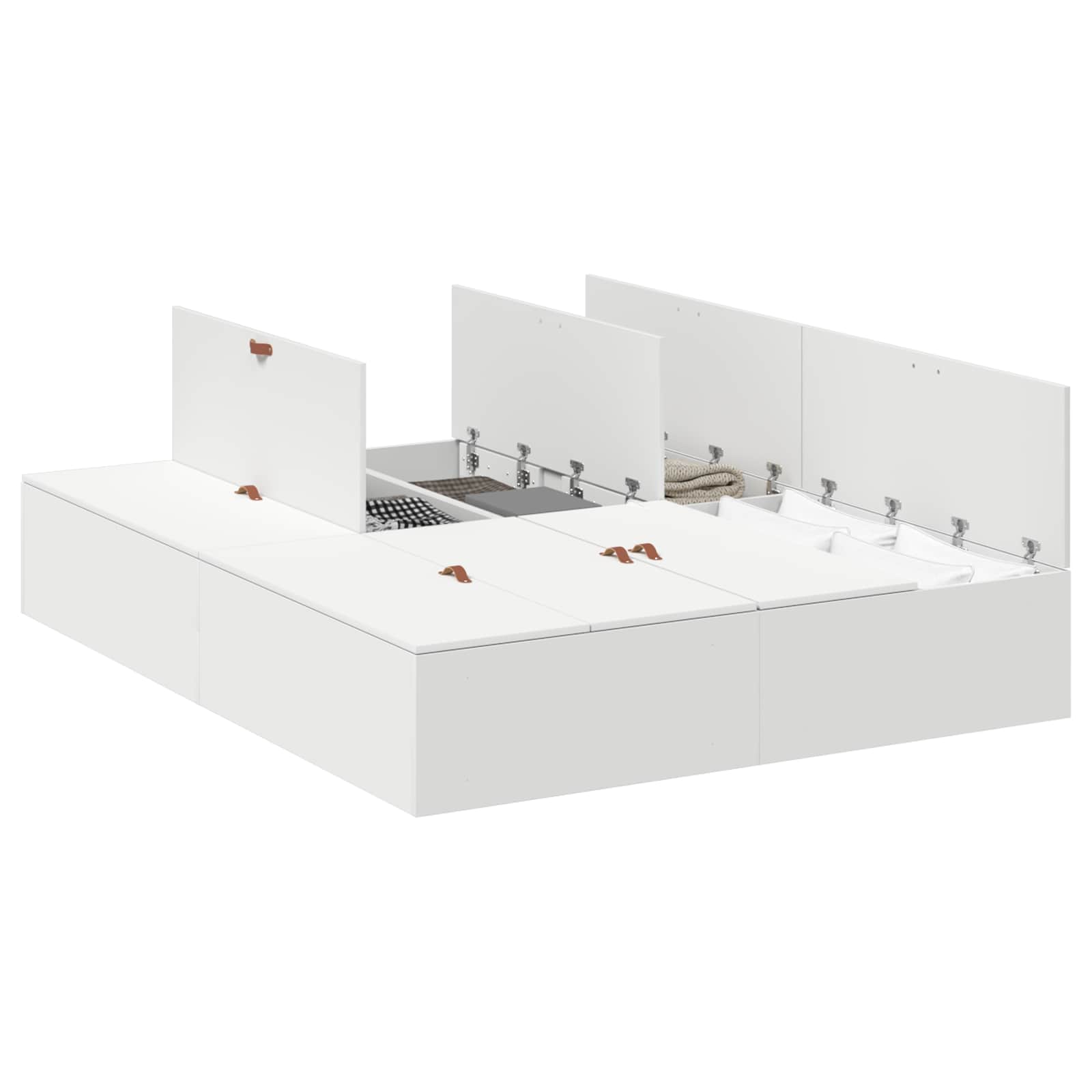 Opbergbedframe met opslag Wit 150 x 200 cm Bewerkt hout is nu te koop bij PeponiXL, paradijselijk wonen!