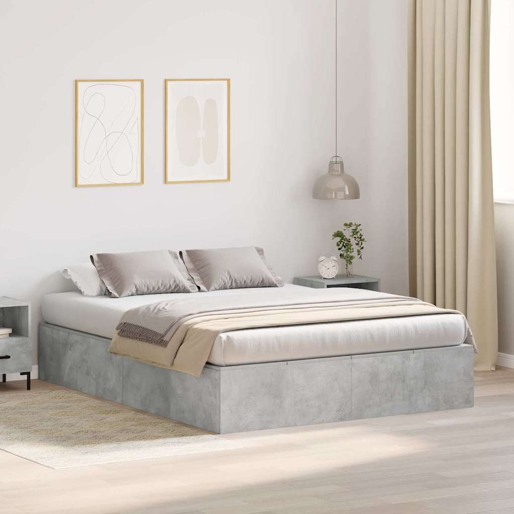 Opbergbedframe met opslag Beton Grijs 150 x 200 cm Bewerkt hout is nu te koop bij PeponiXL, paradijselijk wonen!