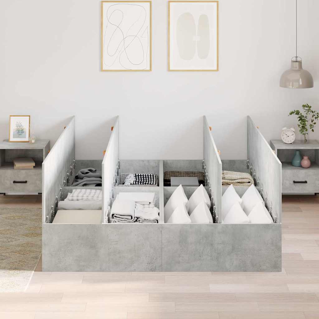 Opbergbedframe met opslag Beton Grijs 150 x 200 cm Bewerkt hout is nu te koop bij PeponiXL, paradijselijk wonen!