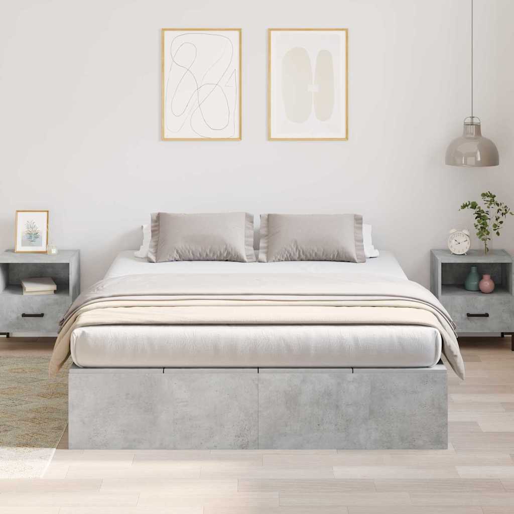 Opbergbedframe met opslag Beton Grijs 150 x 200 cm Bewerkt hout is nu te koop bij PeponiXL, paradijselijk wonen!