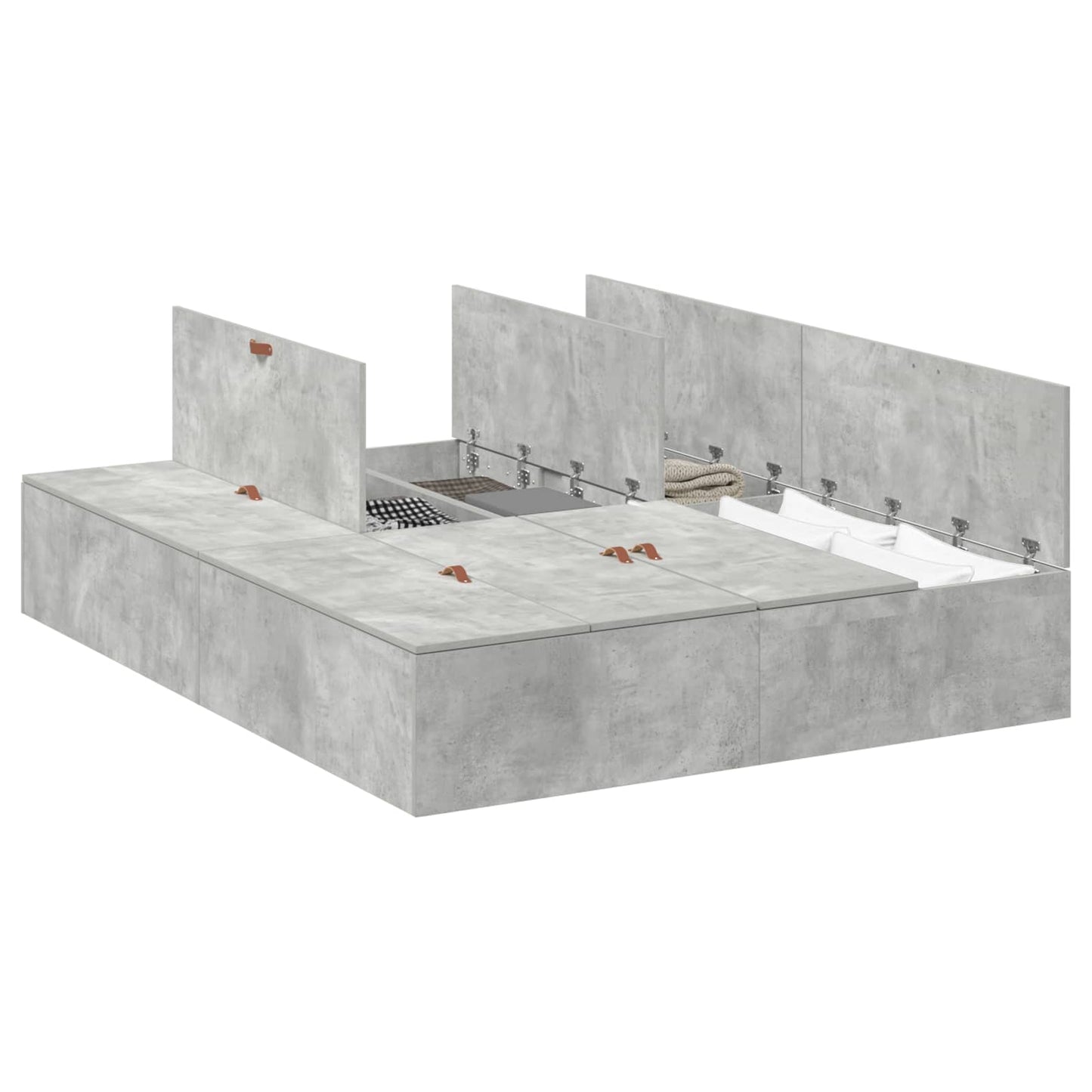 Opbergbedframe met opslag Beton Grijs 150 x 200 cm Bewerkt hout is nu te koop bij PeponiXL, paradijselijk wonen!