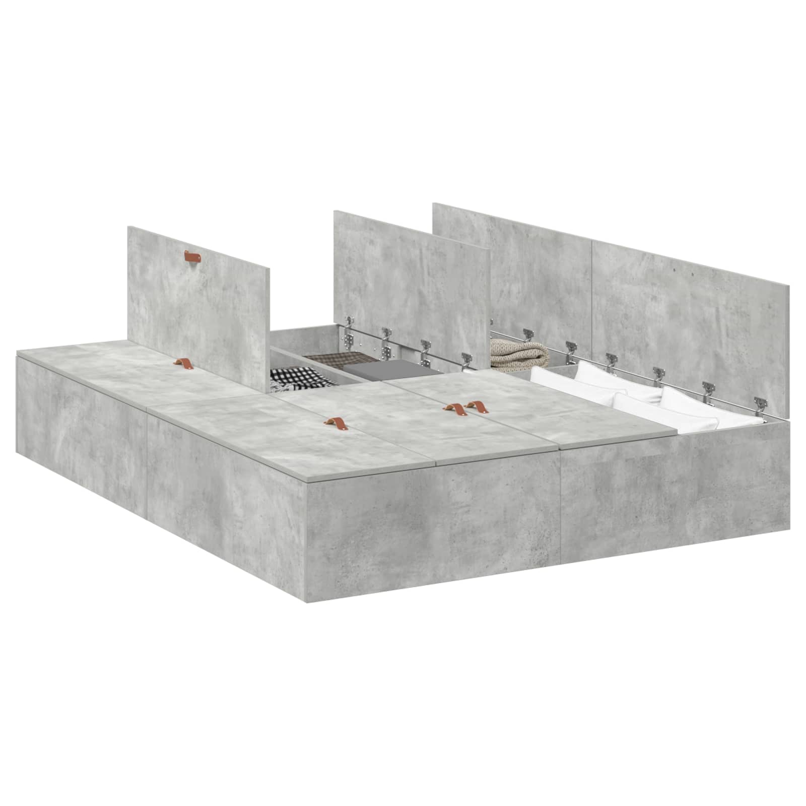 Opbergbedframe met opslag Beton Grijs 150 x 200 cm Bewerkt hout is nu te koop bij PeponiXL, paradijselijk wonen!
