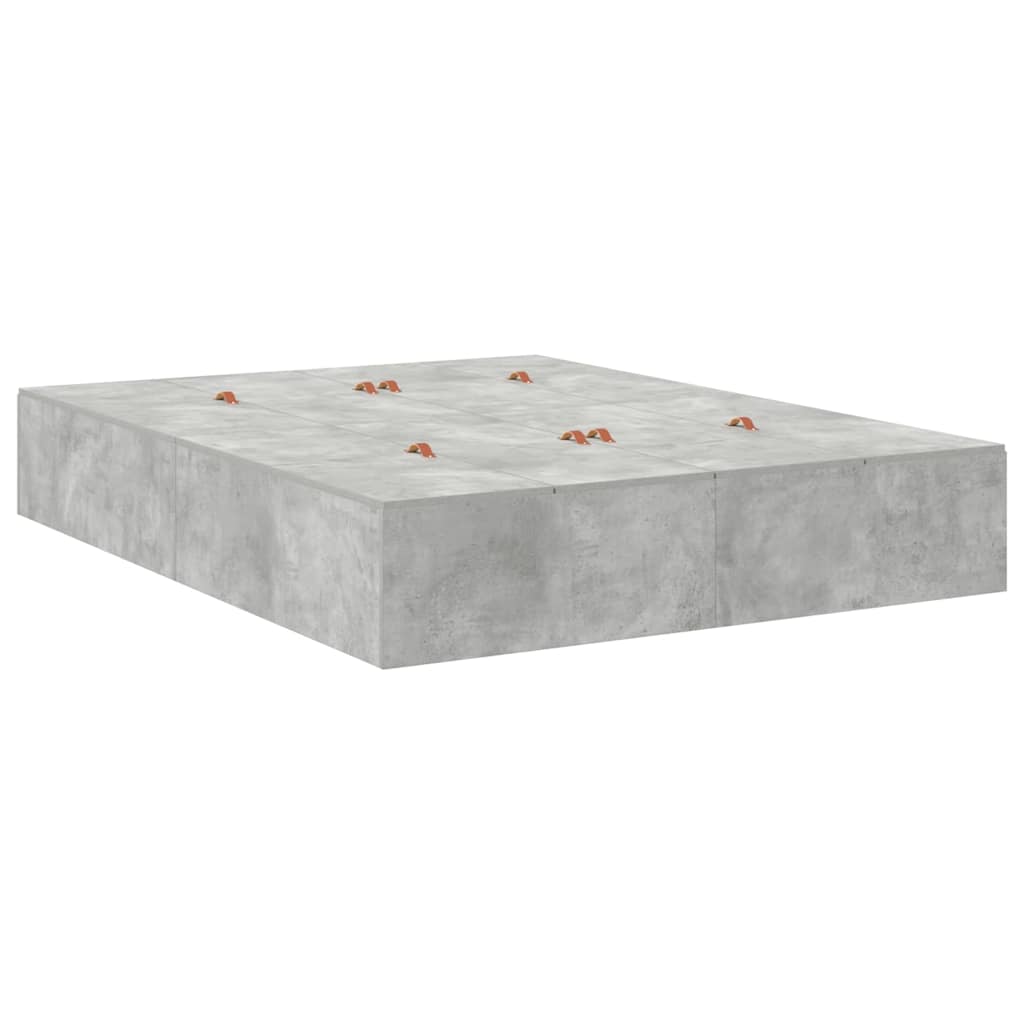 Opbergbedframe met opslag Beton Grijs 150 x 200 cm Bewerkt hout is nu te koop bij PeponiXL, paradijselijk wonen!