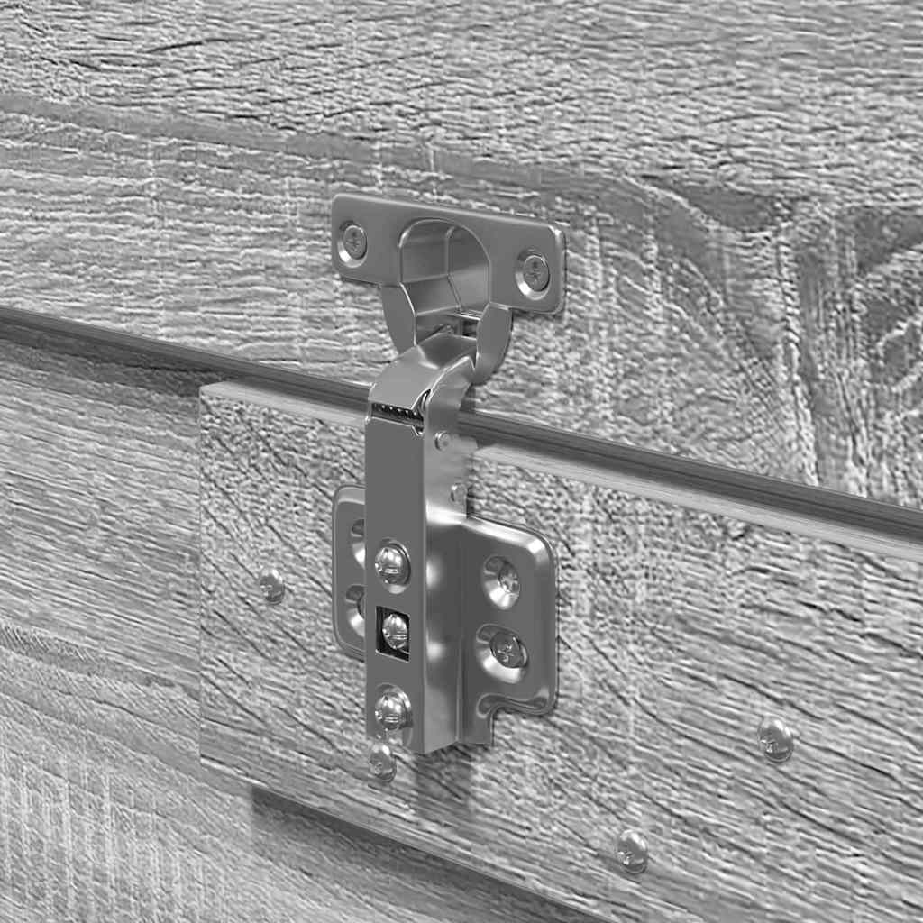 Opbergbedframe Grijs Sonoma 150 x 200 cm Bewerkt hout is nu te koop bij PeponiXL, paradijselijk wonen!