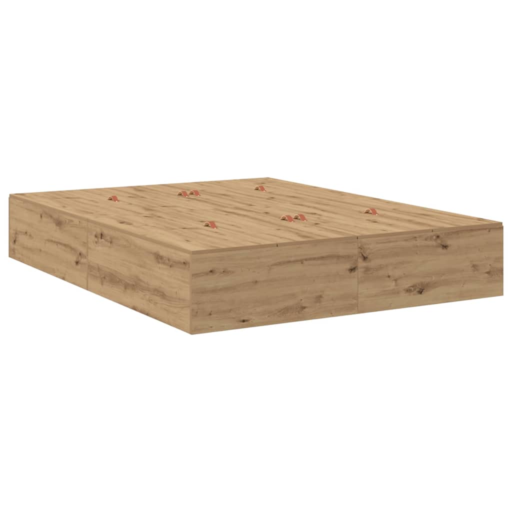 Opbergbedframe Artisan Eiken 150 x 200 cm Bewerkt hout is nu te koop bij PeponiXL, paradijselijk wonen!